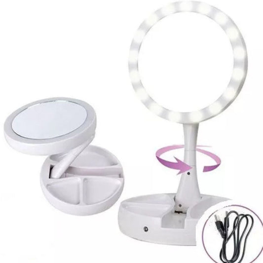 Espejo Doble + LED + Aumento x10